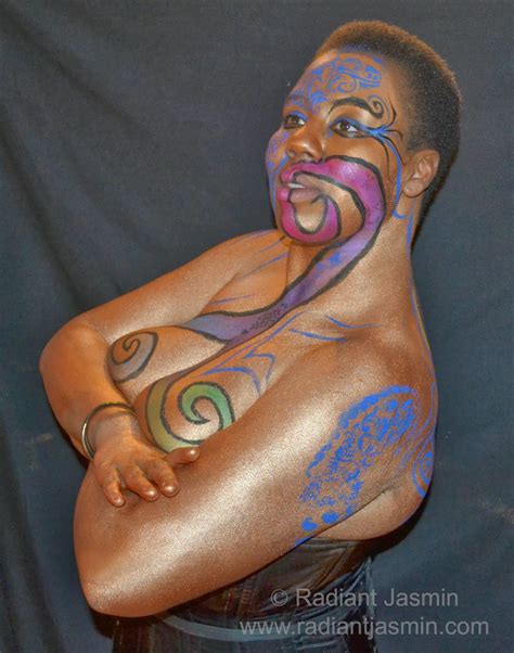 Another ribbon was wrapped around the the front of her body that stated love your self. Radiant Jasmin: Asha's 33rd Birthday Body Painting
