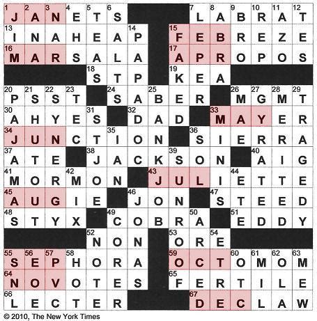 The New York Times Crossword in Gothic: 10.12.10 — Of the Year