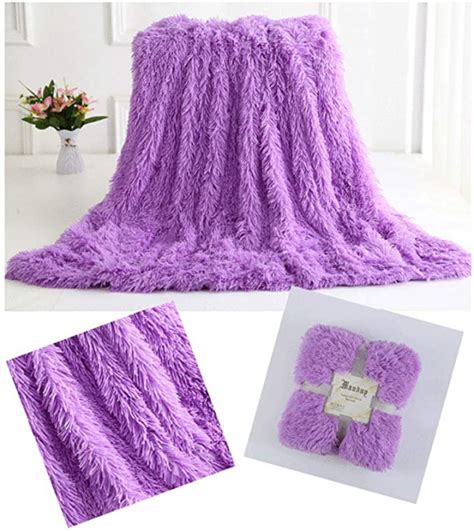 High construction quality with great attention to. Purple Fleece Long Shaggy Decorative Throw Blanket for Bed ...