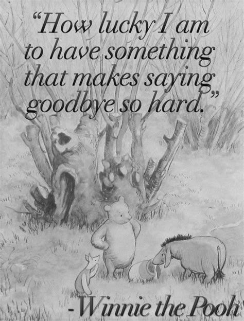 How lucky i am to have something that makes saying goodbye so hard. " How lucky I am to have something that makes saying goodbye so hard." ~ Winnie the Pooh | Pooh ...