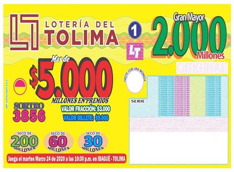 Последние твиты от loteria del tolima oficial (@loteria_tolima). Regresa la Lotería del Tolima más fortalecida y decidida a ...