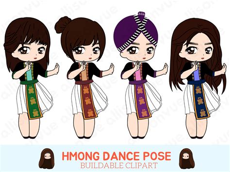 hmong-girl-dance-clipart-hmong-hat-outfit-hmong-art-etsy