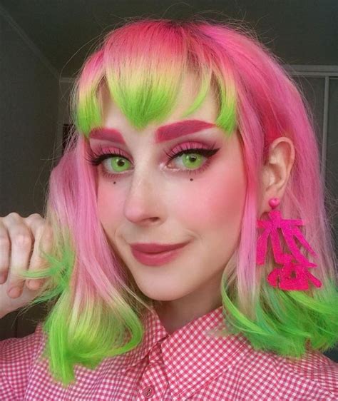 The skin may appear red and inflamed. klaire_kipley in 2020 | Red hair tips, Neon green hair ...