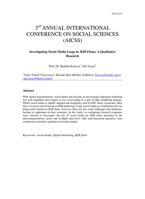 Check spelling or type a new query. (PDF) Investigating Social Media Usage by B2B Firms: A ...