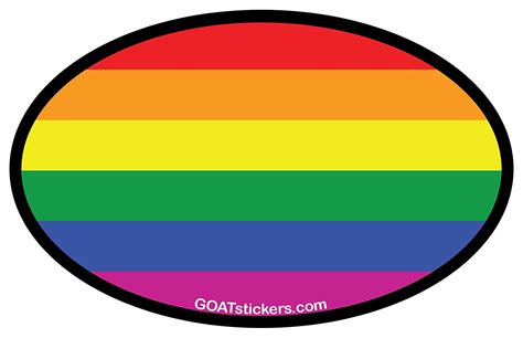 Buy LGBT Pride Rainbow Oval Vinyl Sticker. Show your lesbian pride, gay pride, bisexual pride 