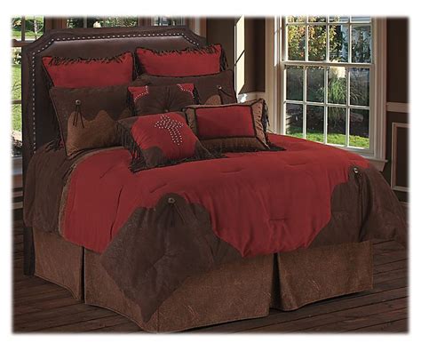 This grand bedroom collection counters the gravitas of bold shapes with the elegance of its detailed decorations. Red Rodeo Collection Comforter Set | Western bedroom ...