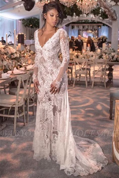 All the wedding dresses on this website are under $300! Long Sleeve Lace Wedding Dresses Cheap | Open Back See ...