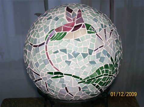 Mosaic bowling ball view 1 i have repurposed several bowling balls over the years, using mosaic techniques to decorate them with broken pieces of vintage china. Mosaic Gazing Ball by Julie Grossman | Mosaic bowling ball ...