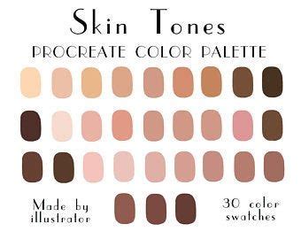 Skin color palette for procreate. Skin Tones Procreate Color Palette for iPad 6 Palettes 180 ...