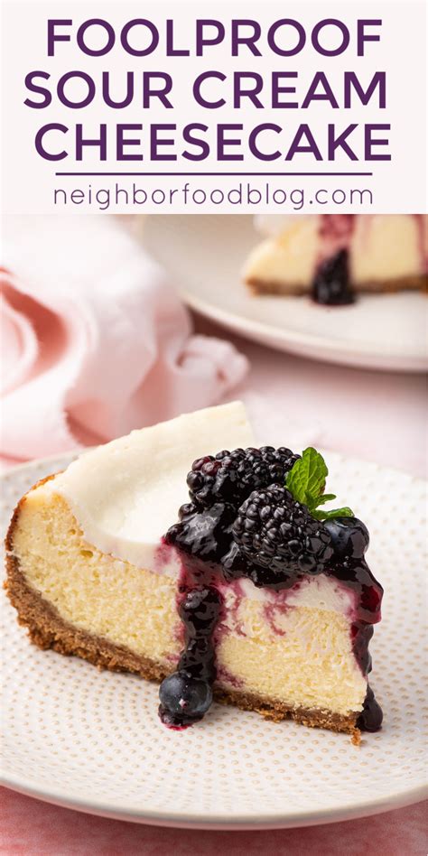 We only use a touch of the mixture of cream cheese and sour cream in this recipe makes for a silky smooth cheesecake with a. Foolproof Sour Cream Cheesecake in 2020 | Sour cream ...