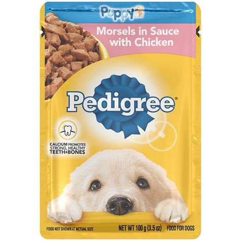 Pedigree® makes really good food for small & large dogs in flavors that they're sure to love. Pedigree Choice Cuts Puppy Morsels in Sauce With Chicken ...