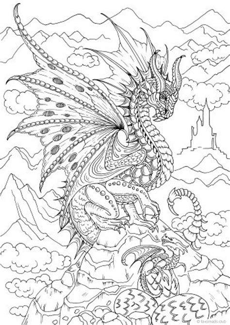 Nowadays, there are a lot of websites about the dragon coloring pages for kids and also for adult. Dragons - Printable Adult Coloring Page from Favoreads ...