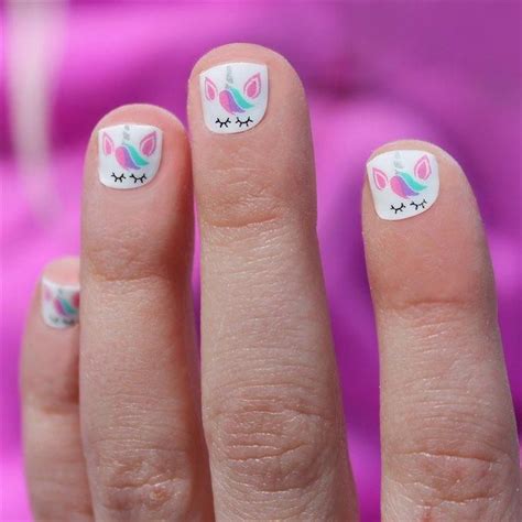 Estas son unas uñitas para una ñina de 10 años con un toque de unicornio en tonos menta y rosa. Uñas De Gelish Para Niñas De Unicornio - Girl S Nail Wraps ...