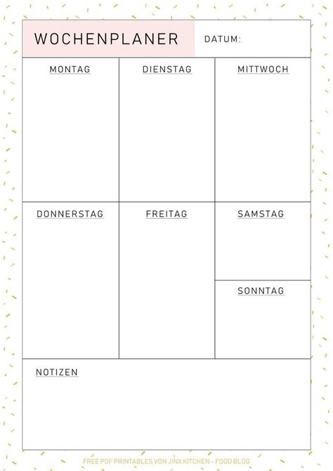 Wählen sie mehrere dateien und fügen sie diese innerhalb von sekunden zusammen. Kostenlose PDF Wochen-Planer & Essensplan Printables, # ...
