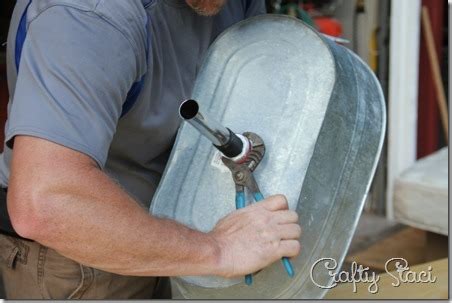 They come with freestanding installation and are provided with drainers to drain out water when needed. Galvanized Tub Sink and Watering Can Faucet — Crafty Staci