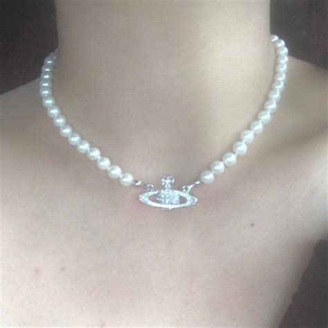 Brand new vivienne westwood rhodium crystal necklace. Vivienne Westwood Pearl Necklace - Tradesy # ...