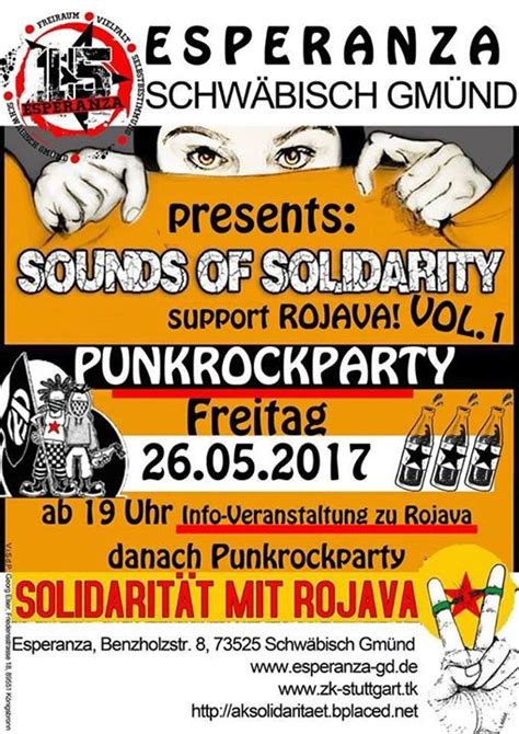 Auf der bühne stehen die beiden bands „the not amused und „not the ones. Party - Sounds of Solidarity - Support Rojava! - Esperanza ...