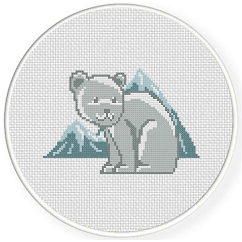 Painted / printed needlepoint canvas. Polar Bears And Mountains Cross Stitch Pattern - Daily ...