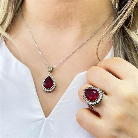 Купить Набор серебряных украшений Ruby Hurrem Sultan, набор серебряных ...