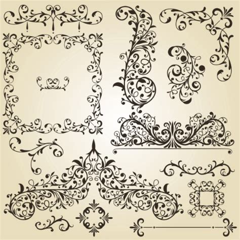 Square floral frame with watercolor flowers border and outlined leaves. Free Set of Vintage Vector Floral Pattern Borders and ...