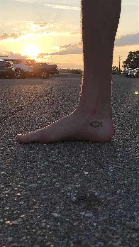 See more ideas about tattoos, body art tattoos, tattoos for women. Jesus fish tattoo on my inner right ankle (With images) | Foot tattoos, Ankle tattoo, Fish tattoos