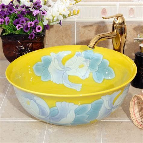 Delivery services available for any region nationwide. Color glazed with carved flower 3 design bathroom fancy ...