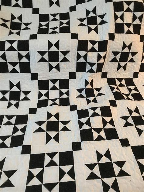 Download Quilt Black and White Ohio Star Reverse Color Blocks Made ...