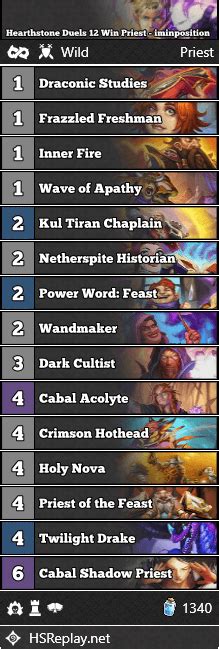 The best priest decks in the current meta. Hearthstone Duels Deck: 12 Win Priest - iminposition