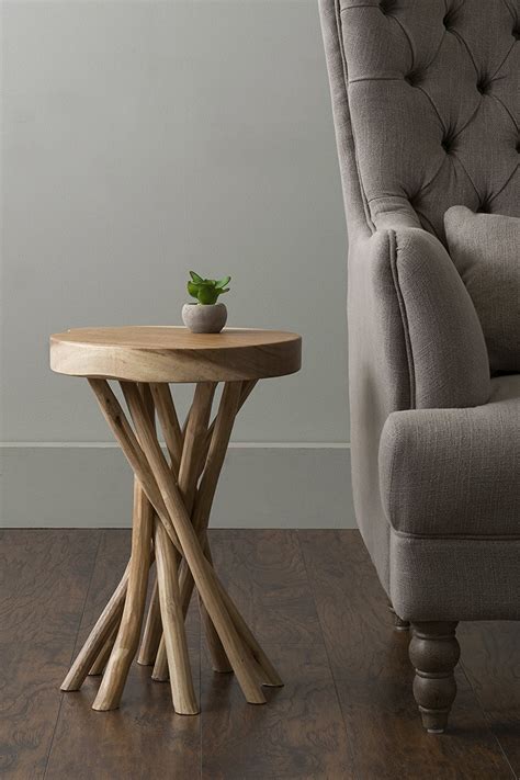 Metal hardware accents and the brushed driftwood finish top are an interesting pair. Lovely Small Accent Table For Round Wood Long Narrow ...