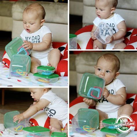 It's certainly a lot to manage! Container Fun! A Simple Baby Activity | Infant activities ...