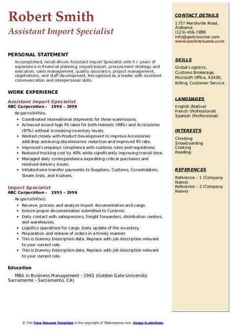 We would like to show you a description here but the site won't allow us. Import Export Specialist Resume - Operations / Ocean Import Export Specialist Resume Example ...