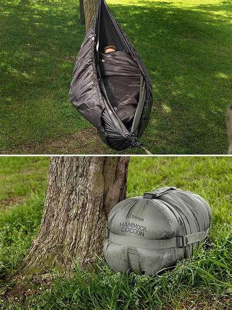 With these warm and snug sleeping bags for hammocks, you can still hammock camp comfortably in the cold. Snugpack Hammock Cocoon | Hammock camping gear, Hammock camping, Outdoor sleeping bag