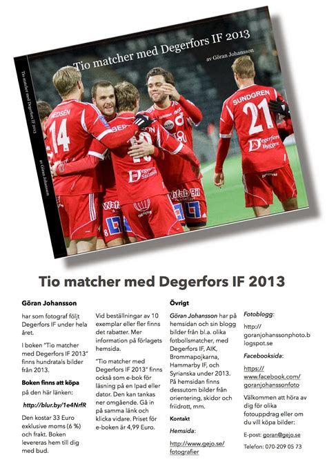 Degerfors if is a swedish football club located in degerfors. Göran Johansson / Gejo foto: I dag kom min bok om ...