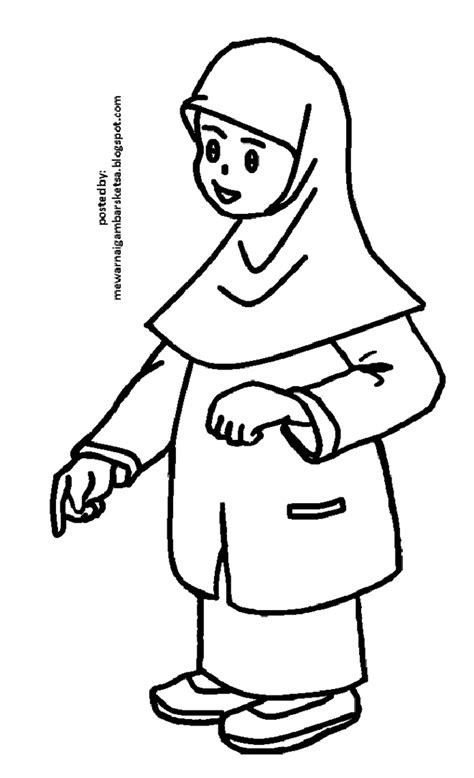Kumpulan mewarnai gambar sketsa kartun anak muslimah 1. Mewarnai Gambar: Mewarnai Gambar Sketsa Kartun Anak Muslimah 34