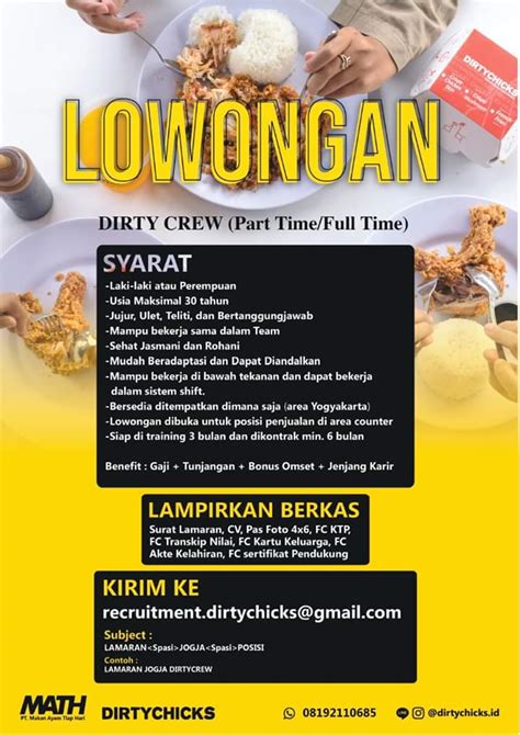 Home lowongan sma lowongan smk semua jurusan yogyakarta lowongan kerja waroeng ss (jogja). Lowongan kerja Supervisor, Crew, Maintenance Resto ...