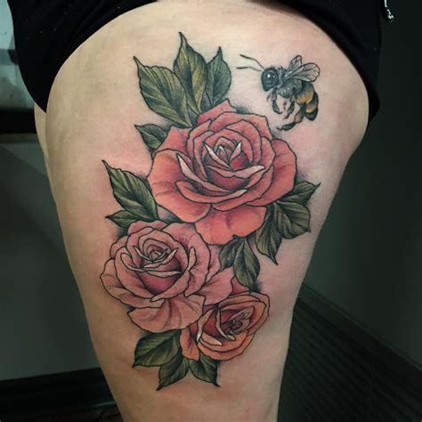 It is the classical variant for the first tattoo. Added a couple roses and leaves today to Gen's thigh. Top ...