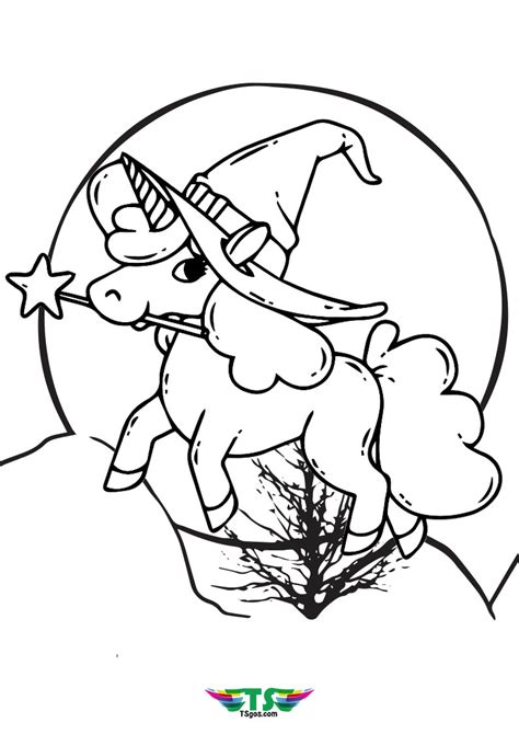 Top 50 free printable unicorn coloring pages. Witch Unicorn Special Halloween Coloring Page - TSgos.com