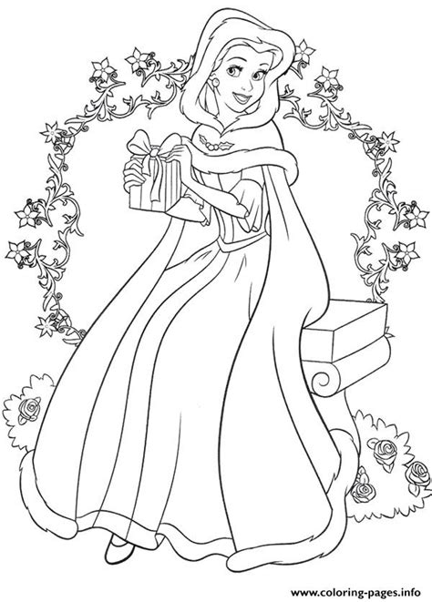 Belle coloring page from beauty and the beast category. Princess Belle Christmas Coloring Pages Printable