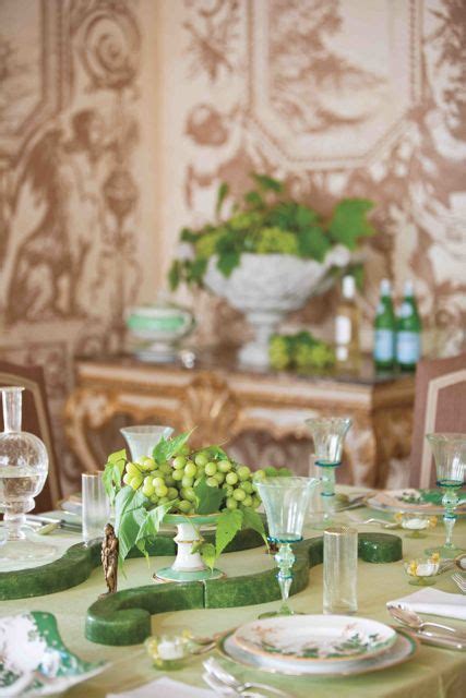 There is a wide range of designs of glass top dining tables in almost every price range. Pale green tablescape - Italian stemware, green grape centerpiece | Table decorations, Table ...