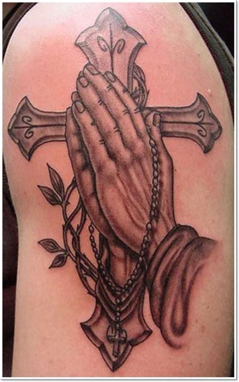 The text at the bottom, in god's hands is a hopeful message of faith and trust. Praying Hands Tattoo intended for Tattoo Concept | Tato ...