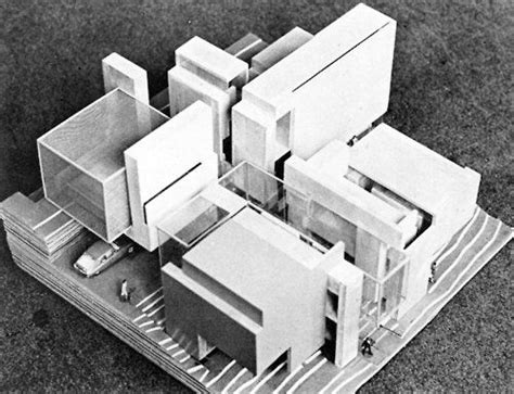 Layout plan, section plan and elevation of eiseman house lll. archimodels: © peter eisenman - house X - 1975 | 건축 보드, 집 ...