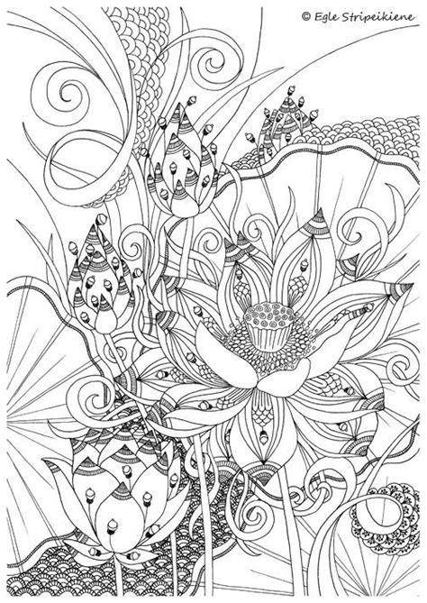 Pages are perforated and printed on one side only for easy removal and display. Coloring Page for Adults Lotus by Egle Stripeikiene. Size ...