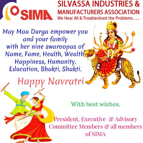 May mata bless you on this special day of navratri, and may on this festive season dhan, yash and samriddhi comes to your home. SIMA wishes you all Happy Navratri.