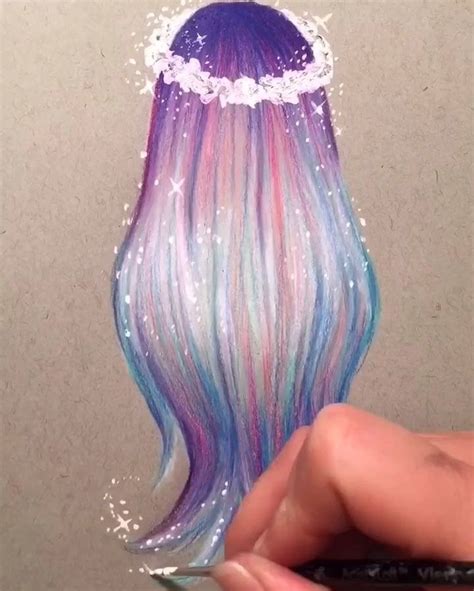 Colorful hair tutorial! 💙💜💗 Prismacolor pencils and white ...