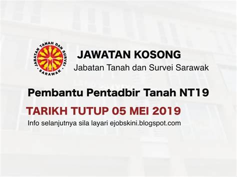 Permohonan adalah dipelawa daripada warganegara malaysia berumur 18 tahun ke atas yang berkelayakan bagi. Jawatan Kosong Jabatan Tanah dan Survei Sarawak - Tarikh ...