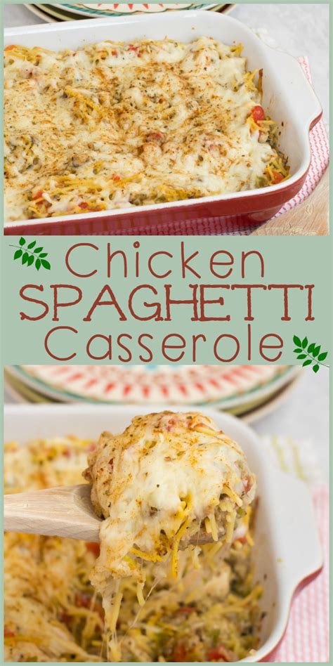 Easy chicken spaghetti casserole is a family favorite around here! Baked Chicken Spaghetti Casserole Recipe - Dan330