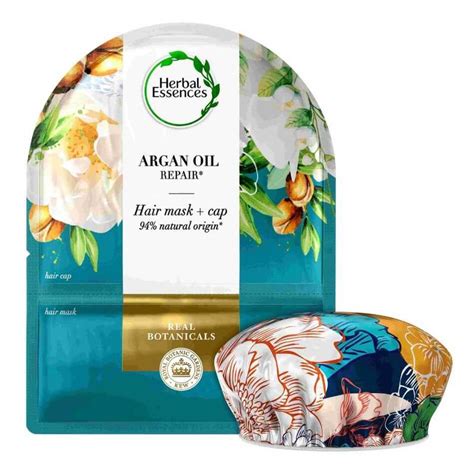 Helps protect against damage caused by the environment, chemicals and heat appliances. Herbal Essences Argan Oil Deep Repair Hair Mask & Cap 20ml ...