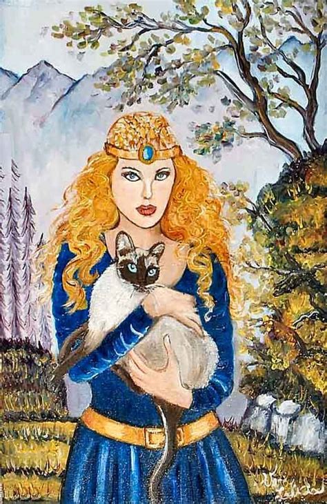 It seems that freya accepted willingly, probably thinking that sharing her ultimate art as the goddess of sexuality was a fair payment for this ultimate piece of art created by the dwarves. Vera Lucia Emerim, 'Goddess Freya holding a Siamese Cat ...