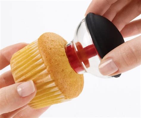 Cupcake corer creates a perfect hole in the center of a baked cupcake for filling with icing. Cupcake Corer