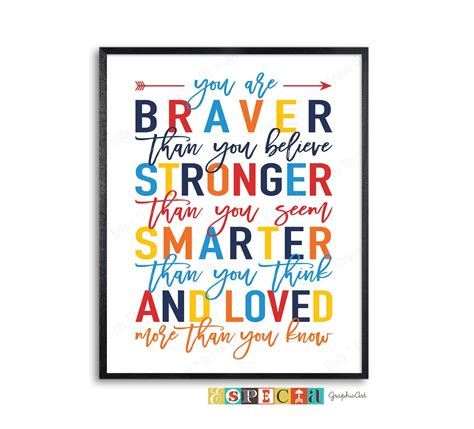 Check spelling or type a new query. Winnie the Pooh quote You are braver than you believe, stronger than you seem, smarter than you ...